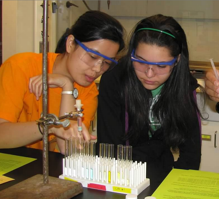 Swarthmore student working with one of the attendees