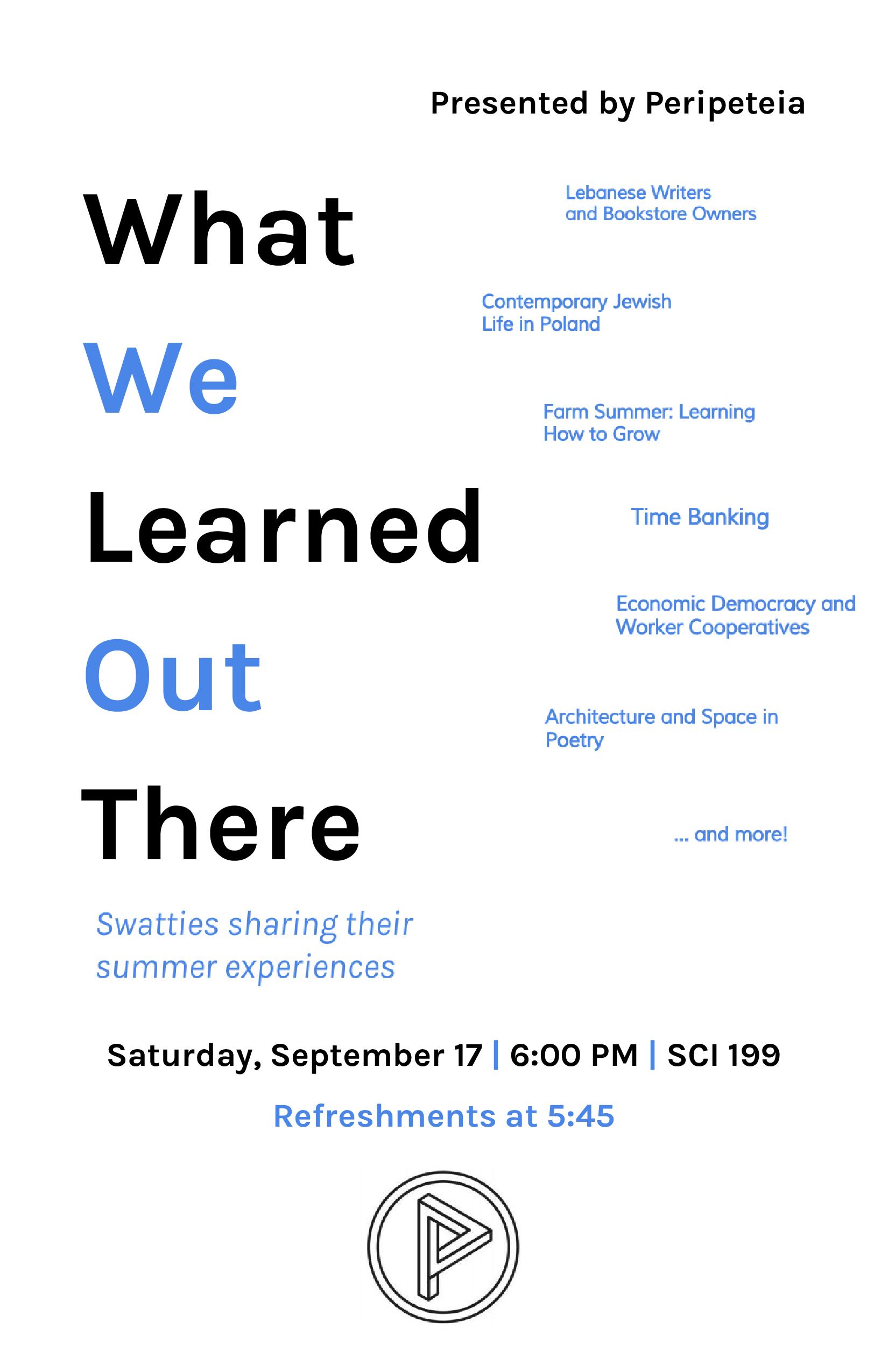 WHAT WE LEARNED OUT THERE