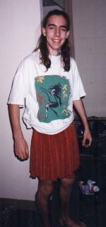 Chris in a skirt