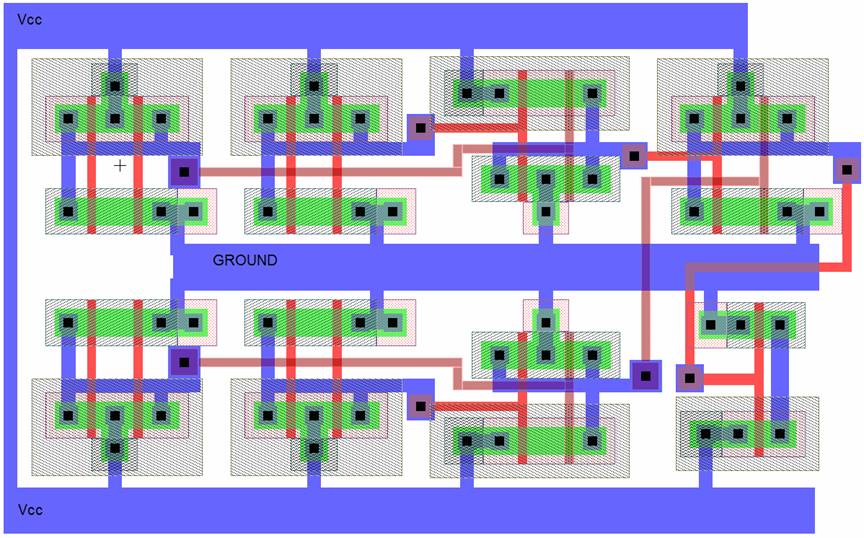 8 input AND gate layout using 2-input gates