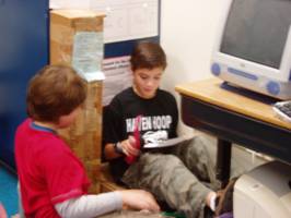 Two boys conferencing